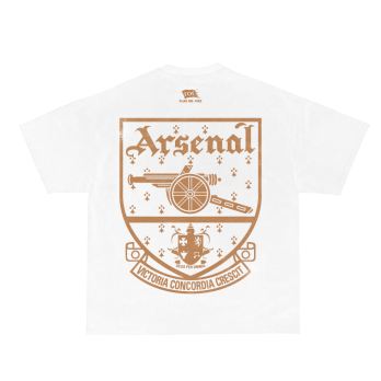 FOF Arsenal Gold Logo Relaxed-Fit White T-shirt
