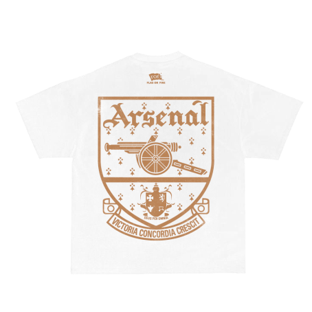 FOF Arsenal Gold Logo Relaxed-Fit White T-shirt - Image 2