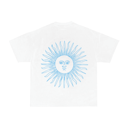 FOF Baby Blue Sun Relaxed-Fit White T-shirt - Image 2